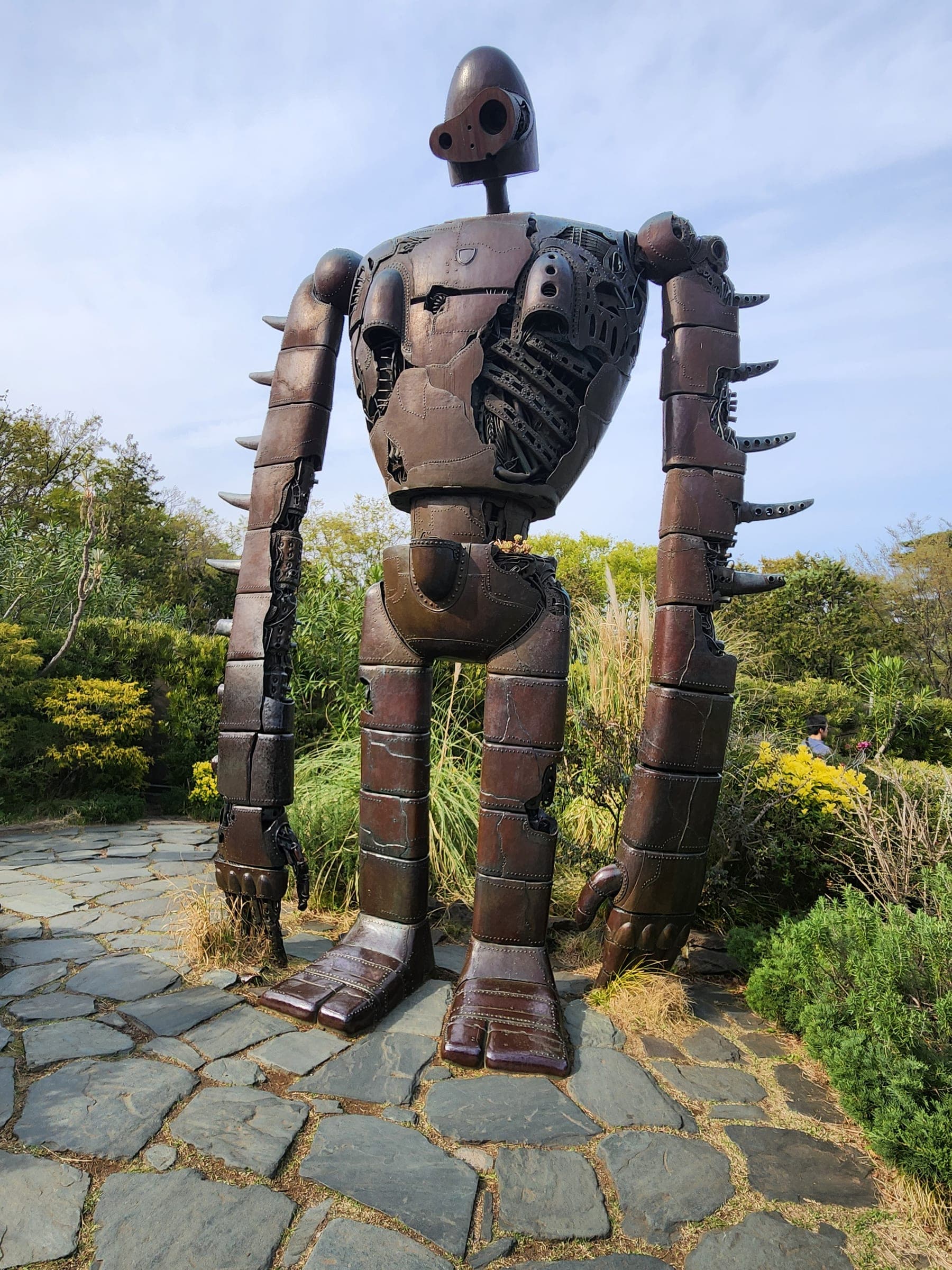 The five-metre Robot Soldier statue standing in the rooftop garden